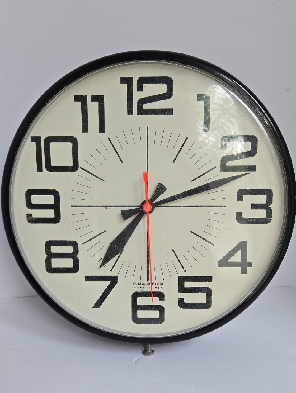 Vintage Spartus Black and White Wall Clock Made In The USA